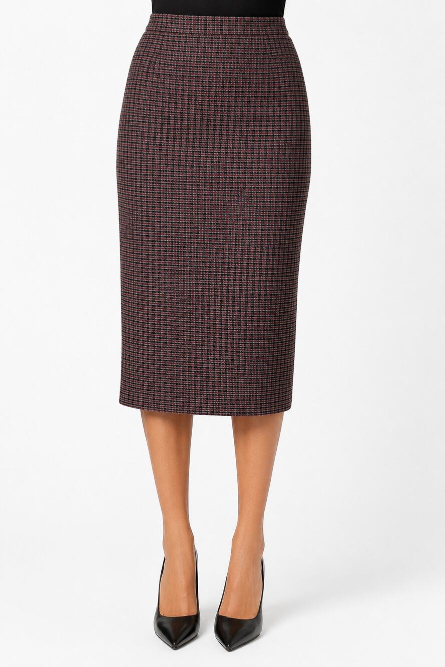 Michael Kors Collection NWT Italian Wool Plaid Pencil Skirt Sz 8 Slate Claret